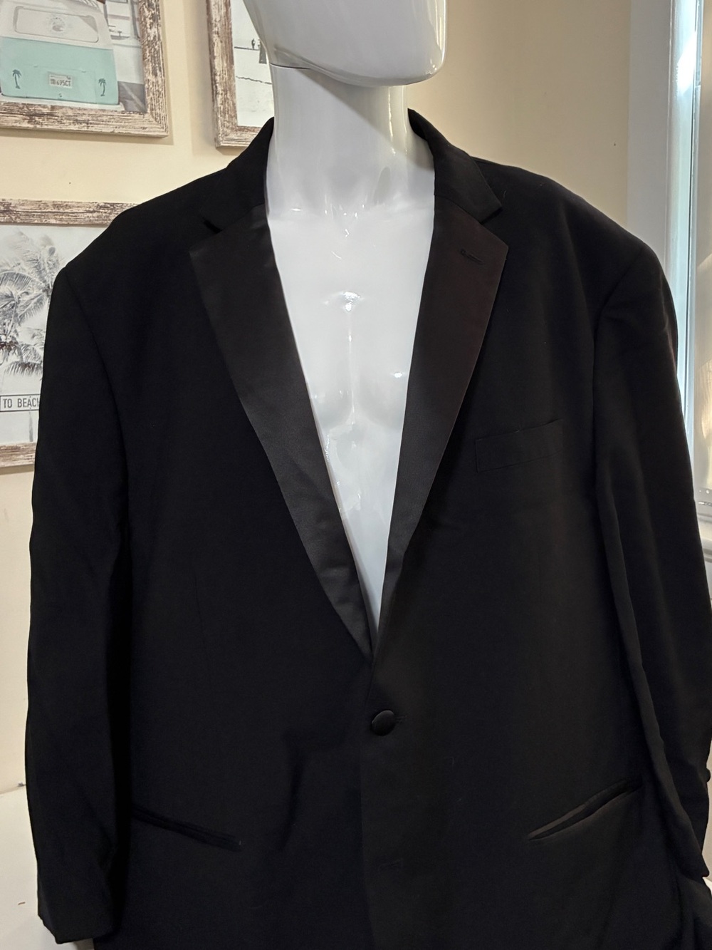 Pronto Uomo Black Single-Button Tuxedo with Satin Lapel, Jacket/pants